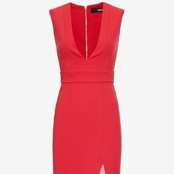 Nicholas for Intermix Deep V Red Fitted Dress w Slit Size 2  (EXCLUSIVE) - Picture 2 of 3